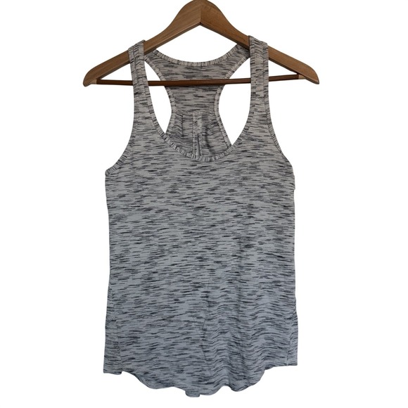 Lululemon Gray Space Dye Racerback Tank Top Open Back Split Detail Womens Small - Picture 4 of 8